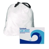 Drawstring Kitchen Bags/Liners, Drawstring, 13 gal, 24" x 28", White, 50 Bags/Roll, 2 Rolls/Carton
